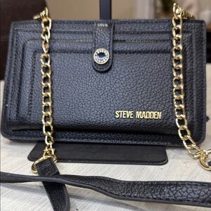 Steve Madden Black Crossbody with Gold Accents